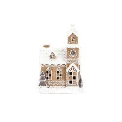 VAKKER PEPPERKAKE KIRKE MED LEDLYS, 21 X 14 CM
