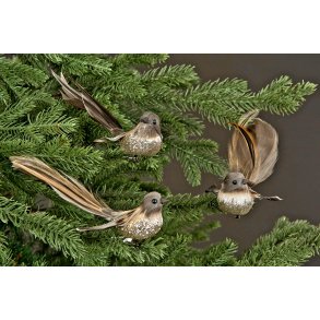 VAKKER FUGL MED GLITTER, 13 CM