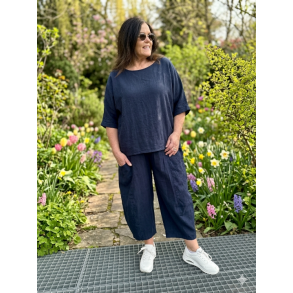 STILIG ONE-SIZE BUKSE I LIN/BOMULL, MARINEBL�