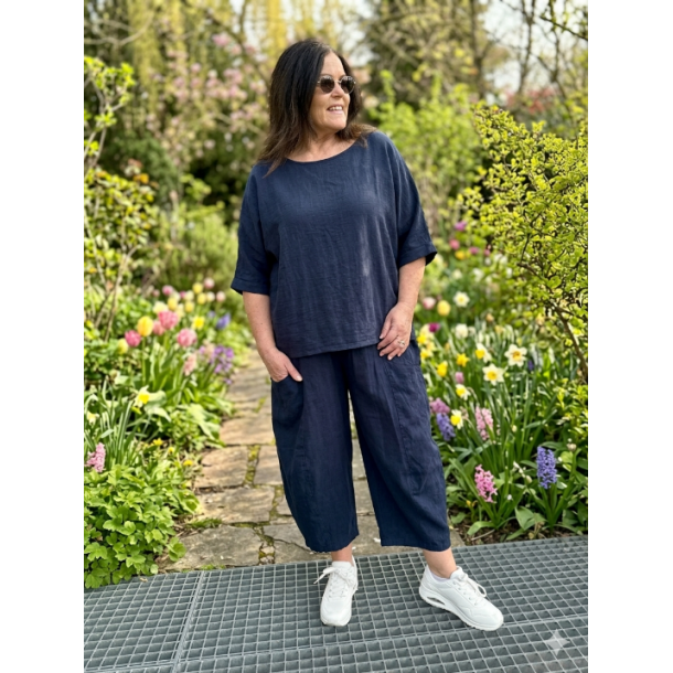 STILIG ONE-SIZE BUKSE I LIN/BOMULL, MARINEBL�