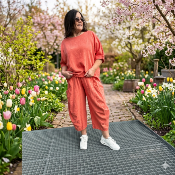 STILIG ONE-SIZE BUKSE I LIN/BOMULL, KORALL