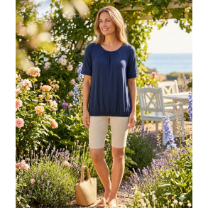 LEKKER VISCOSE TOPP MED STRIKK NEDE, MARINEBL�