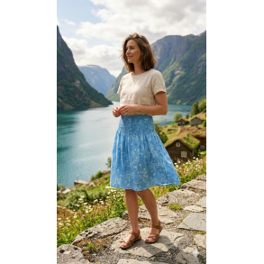 NYDELIG SOMMERSKJ�RT MED BRED STRIKK I LIVET, BL�