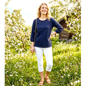 NYDELIG BOMULLS TOPP MED HULLM�NSTER, M�RK BL�