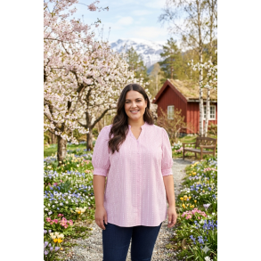 VAKKER BLUSE I BOMULL, ROSA