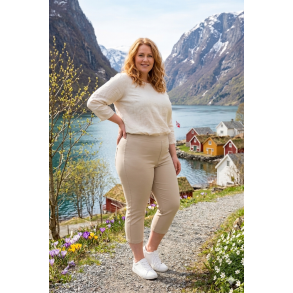 CAPRI BUKSE MED SUPER STRETCH, VISCOSE, BEIGE