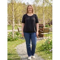 LEKKER VISCOSE TOPP MED STRIKK NEDE, SVART