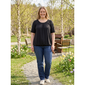 LEKKER VISCOSE TOPP MED STRIKK NEDE, SVART