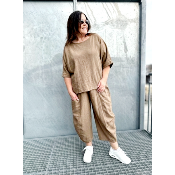 STILIG ONE-SIZE BUKSE I LIN/BOMULL, TAUPE