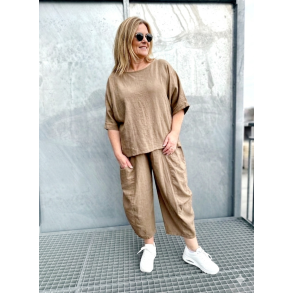 NYDELIG ONE-SIZE TOPP I LIN/BOMULL, TAUPE