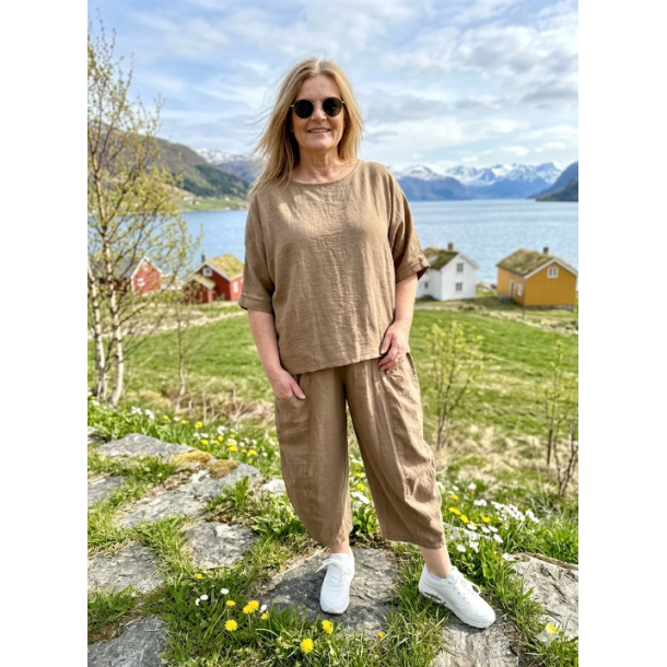 STILIG ONE-SIZE BUKSE I LIN/BOMULL, TAUPE