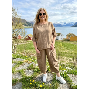 NYDELIG ONE-SIZE TOPP I LIN/BOMULL, TAUPE