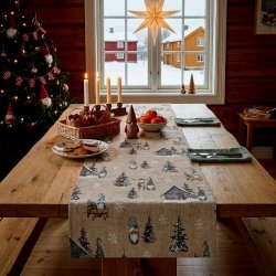 NYDELIG JULEL�PER, BOMULL, LIN/BRUN, 45 X 150 CM