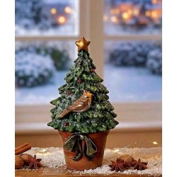NYDELIG JULETRE MED FUGL, H 11,5 CM