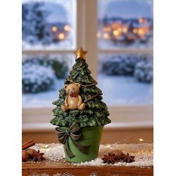 NYDELIG JULETRE MED BAMSE, H 11,5 CM