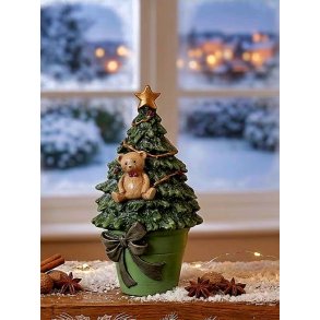 NYDELIG JULETRE MED BAMSE, H 11,5 CM
