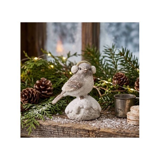 NYDELIG LITEN FUGL MED �REVARMERE, 8 X 8 CM