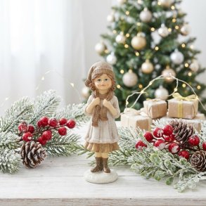 SKJ�NN VINTERJENTE M/SKJERF, BEIGE/BRUN, H 12 CM