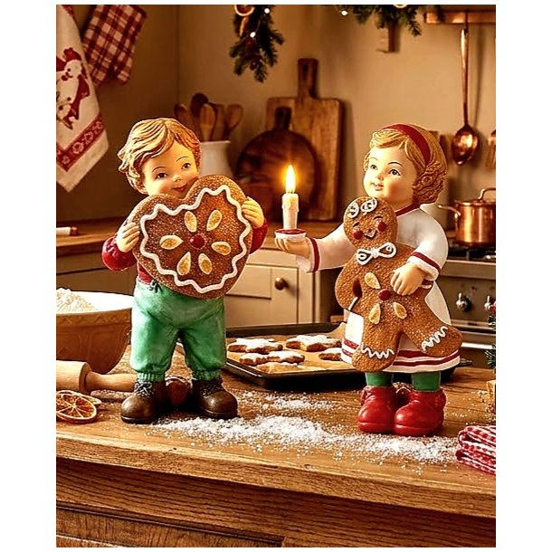 VAKKER FIGUR, GUTT MED PEPPERKAKE,H 14 CM