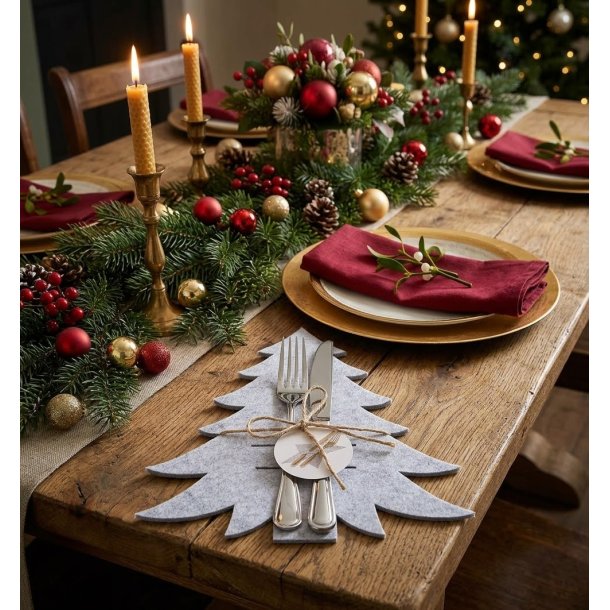 VAKKER BESTIKKHOLDER, JULETRE, GR�, 20 CM, SETT AV 4 STK