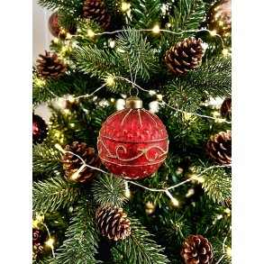 NYDELIG JULER�D GLASSKULE MED GULLDEKOR, 8 CM