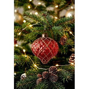 NYDELIG JULER�D GLASSKULE MED GULLDEKOR, 8 CM