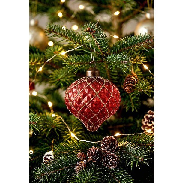 NYDELIG JULER�D GLASSKULE MED GULLDEKOR, 8 CM