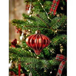 NYDELIG JULER�D GLASSKULE MED GULLDEKOR, 8 CM