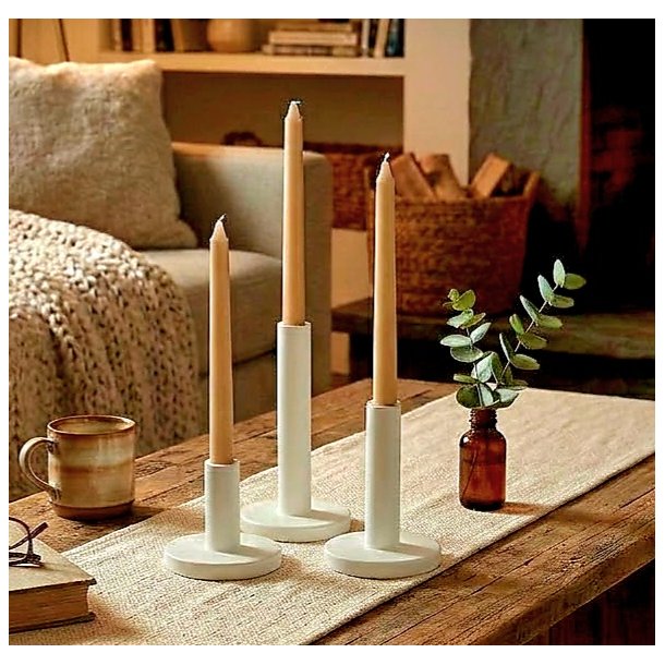 TRENDY LYSESTAKE I METALL, HVIT, H 12 CM