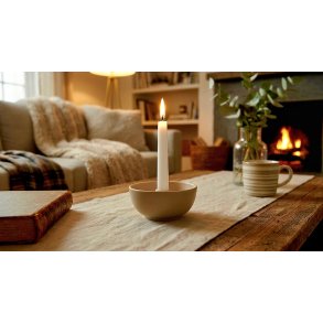 ENKEL OG STILIG LYSESTAKE I KERAMIKK, BEIGE