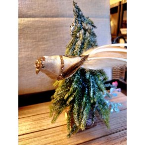 VAKKER FUGL MED KLYPE, BEIGE, 21 CM