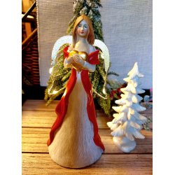 NYDELIG ENGEL MED LYS I VINGENE, H 20 CM