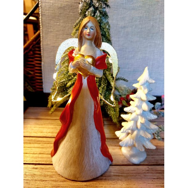 NYDELIG ENGEL MED LYS I VINGENE, H 20 CM