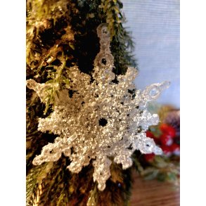 NYDELIG SNKRYSTALL MED GLITTER, HVIT, SETT AV 4 STK, 7,5 CM.