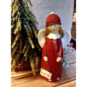 SJARMERENDE ENGEL MED GOD JUL SKILT, H 18 CM