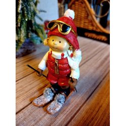 JULEBARN P SKI, GUTT, H 12 CM