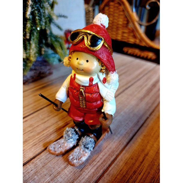 JULEBARN P SKI, GUTT, H 12 CM