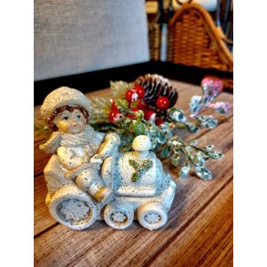 NYDELIGE JULEBARN I TOGVOGN, HVIT/SLV, H 8 CM