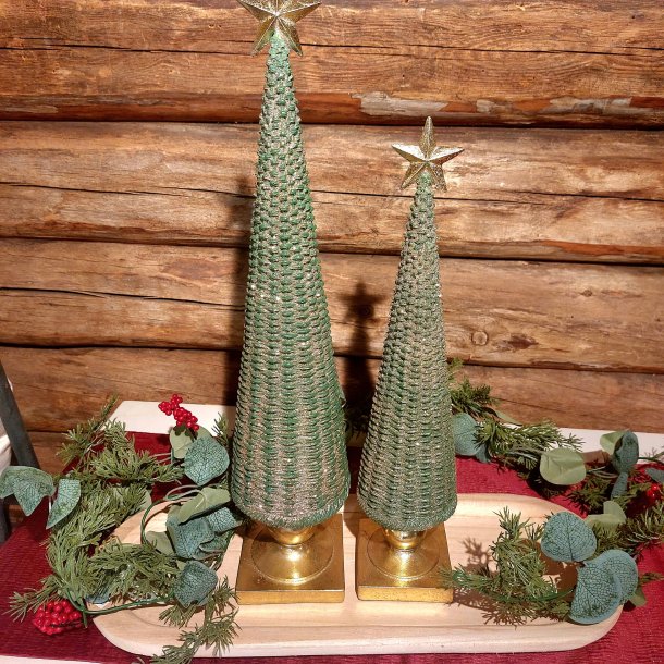 FANTASTISK JULETRE P FOT, GRNT MED GULL, 42 CM HYT