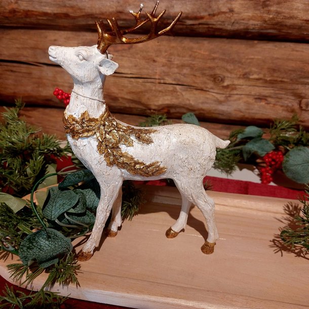 VAKKER FIGUR, RDYR STENDE MED GULLKRANS  17 x 11 x 23 CM