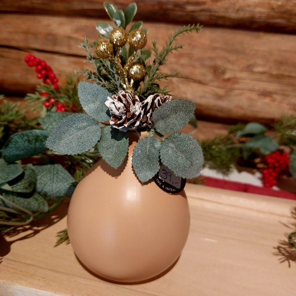 VAKKER LITEN VASE, 8,5 X 10,5 CM, GR�/BEIGE