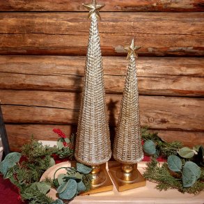 FANTASTISK JULETRE P FOT, GULLFARGET, 42 CM CM HYT