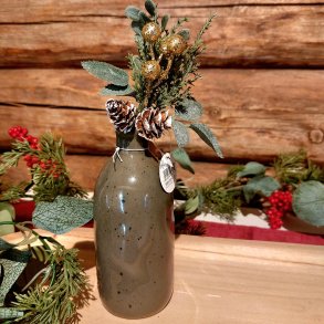 NYDELIG LITEN KERAMIKK VASE, H 15 CM, GR�NN