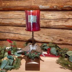 VAKKER KUBBELYSESTAKE MED FUGLER, H 22 CM