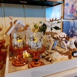 ST LITEN LYSESTAKE I GLASS, AMBER, 9 X 9 CM