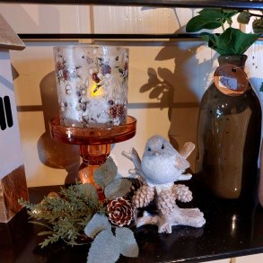 ST LITEN LYSESTAKE I GLASS, AMBER, 9 X 9 CM