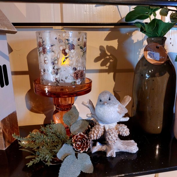 ST LITEN LYSESTAKE I GLASS, AMBER, 9 X 9 CM