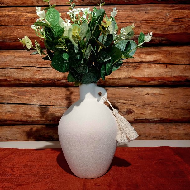 VAKKER KERAMIKK VASE, HVIT MED "DUSK", H 22 CM