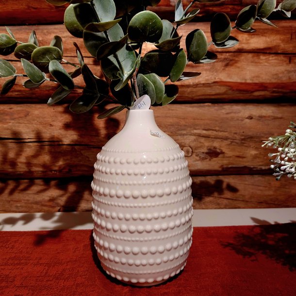 NYDELIG HVIT VASE, H 21 CM