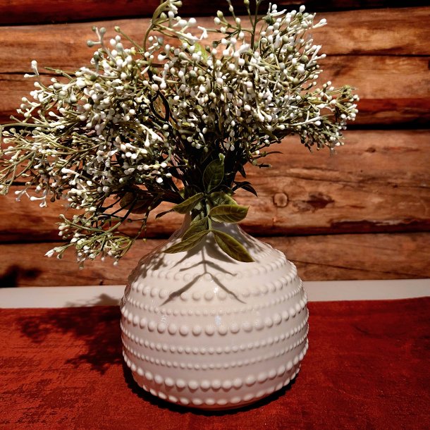 NYDELIG HVIT VASE, H 14 CM